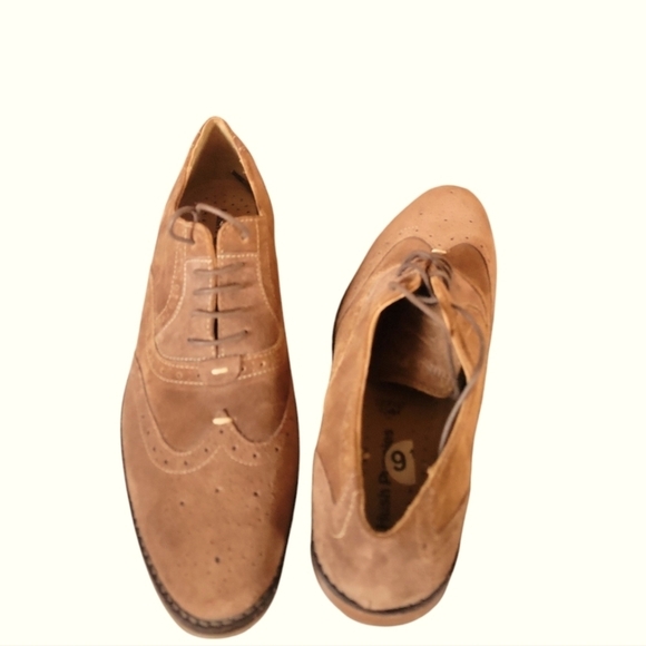 Hush Puppies Men's Tan Brogue Oxford Lace Up Suede Shoes Size 9 - Picture 4 of 8